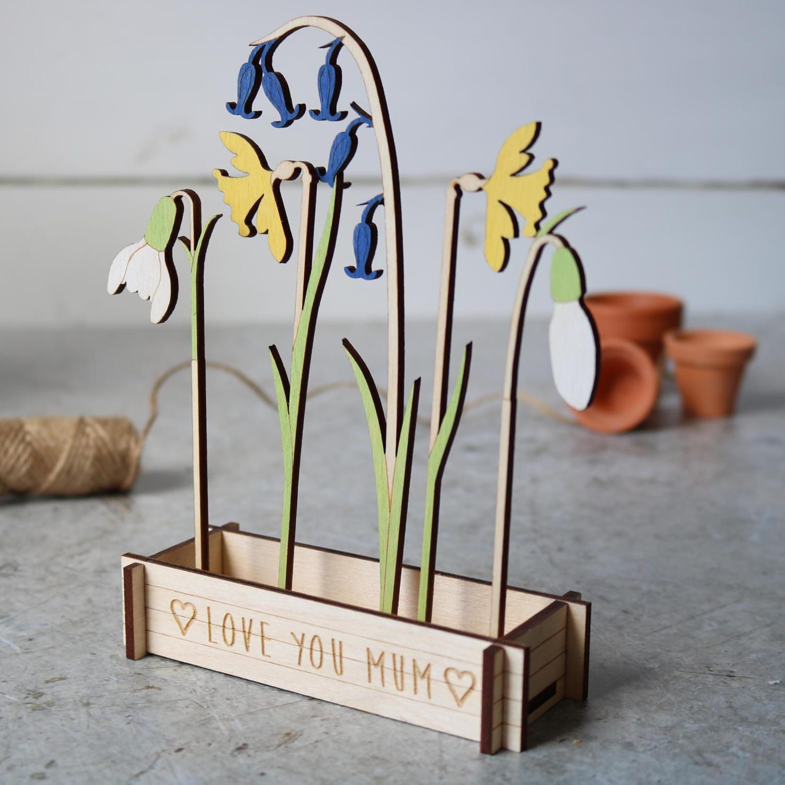 Personalised Wooden Spring Flowers Etsy UK