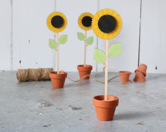 Wooden Sunflower in a pot