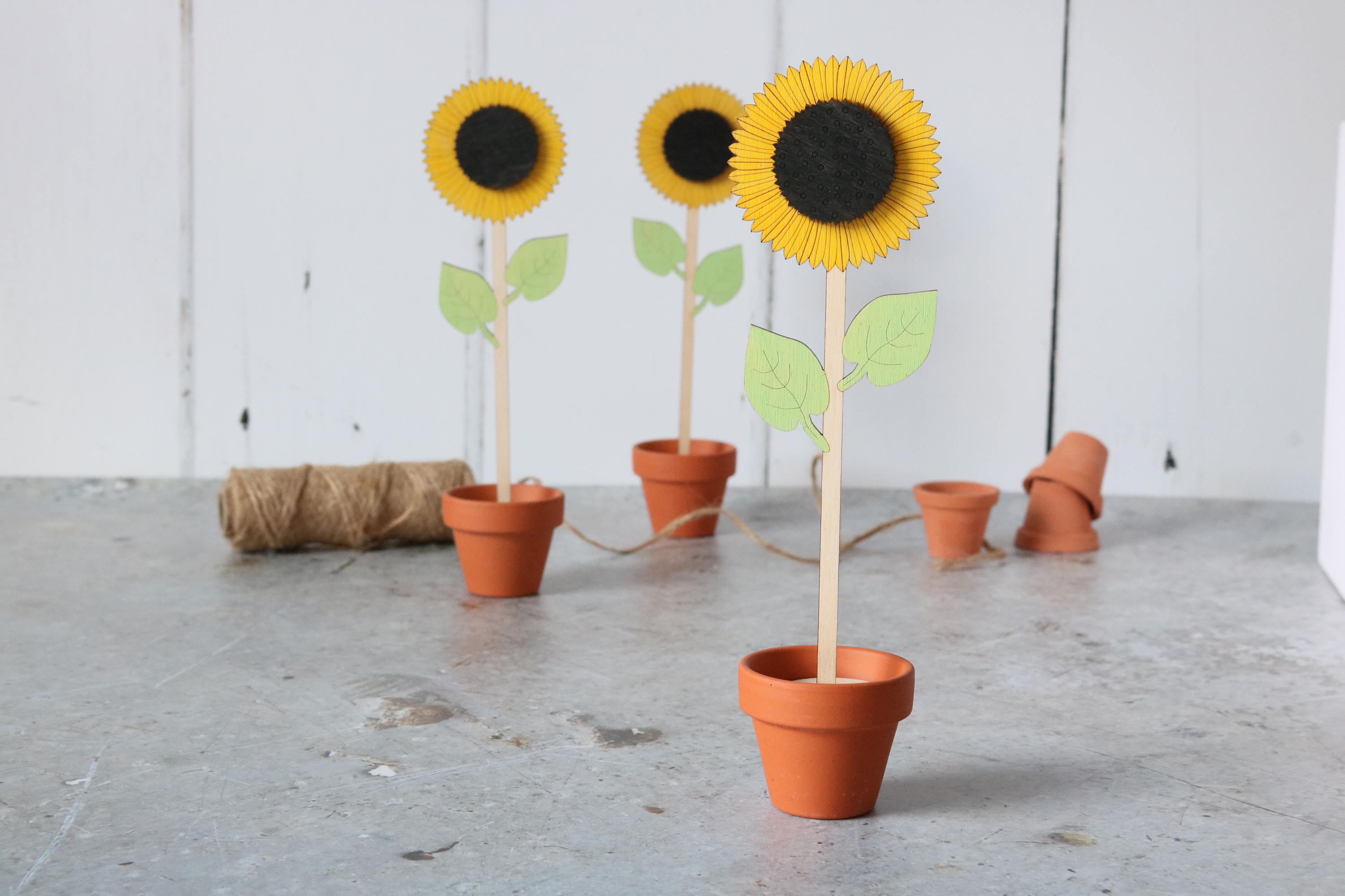 Wooden Sunflower in a Pot Etsy UK