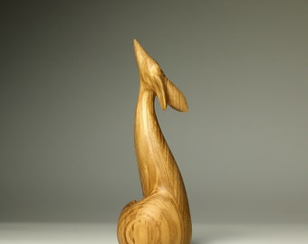 Fox, fox carved in wood, wooden fox, wood art, hand made, animal figurine, made by Yurii Myketka