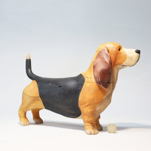 Wooden Basset Hound Sculpture (1)