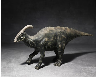 Parasaurolophus, dinosaur carved in wood, wood art, hand made, animal figurine, made by Yurii Myketka