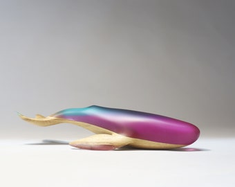 Duo whale matte, Epoxy art, Wooden sculpture, Wood carving, Wooden whale, Space Whale, Statuette carved by Yurii Myketka