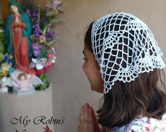 Mary My Queen Chapel Veil in light blue
