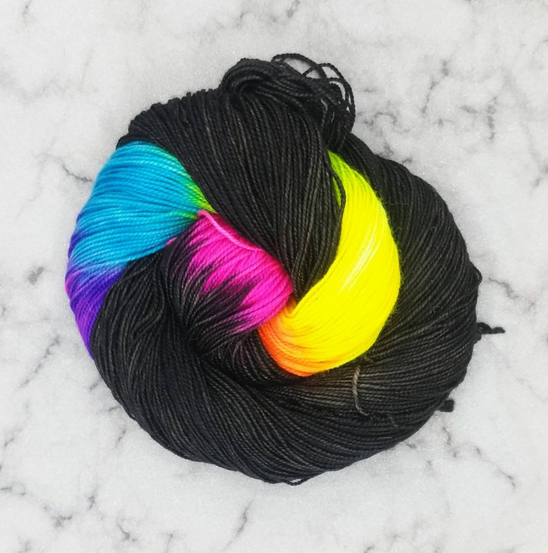 Hand Dyed Yarn Rainbows after Dark. Black with an 18 Etsy