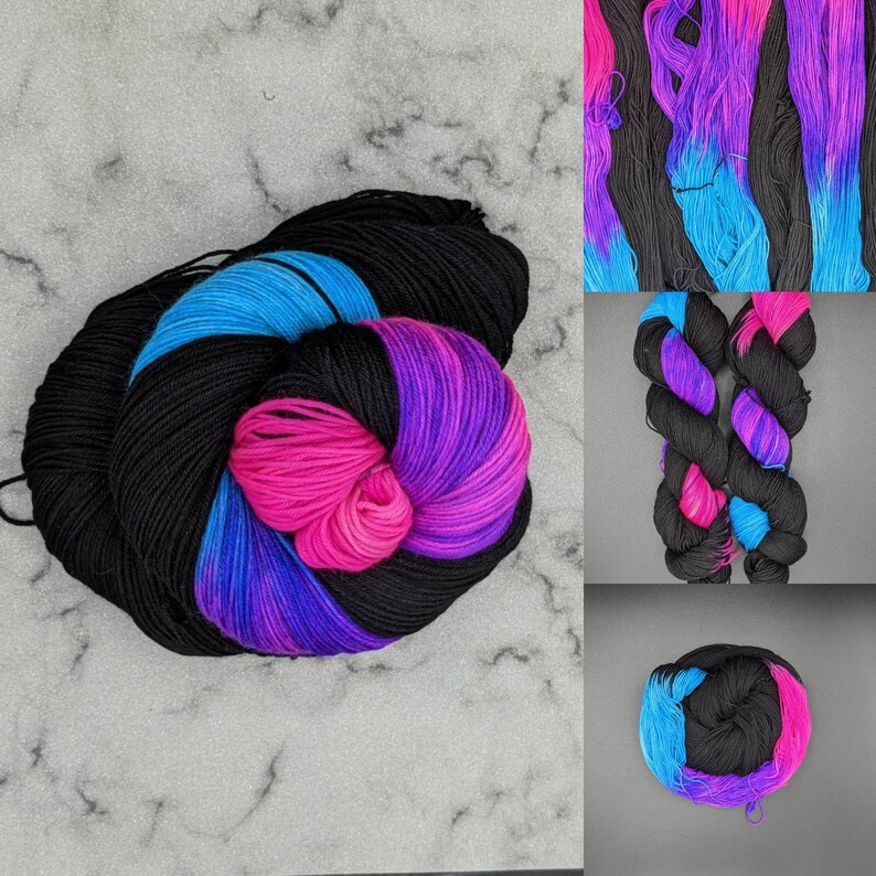 Hand Dyed Yarn Bi Pride Dark. A Neon Bi Pride Flag With - Etsy