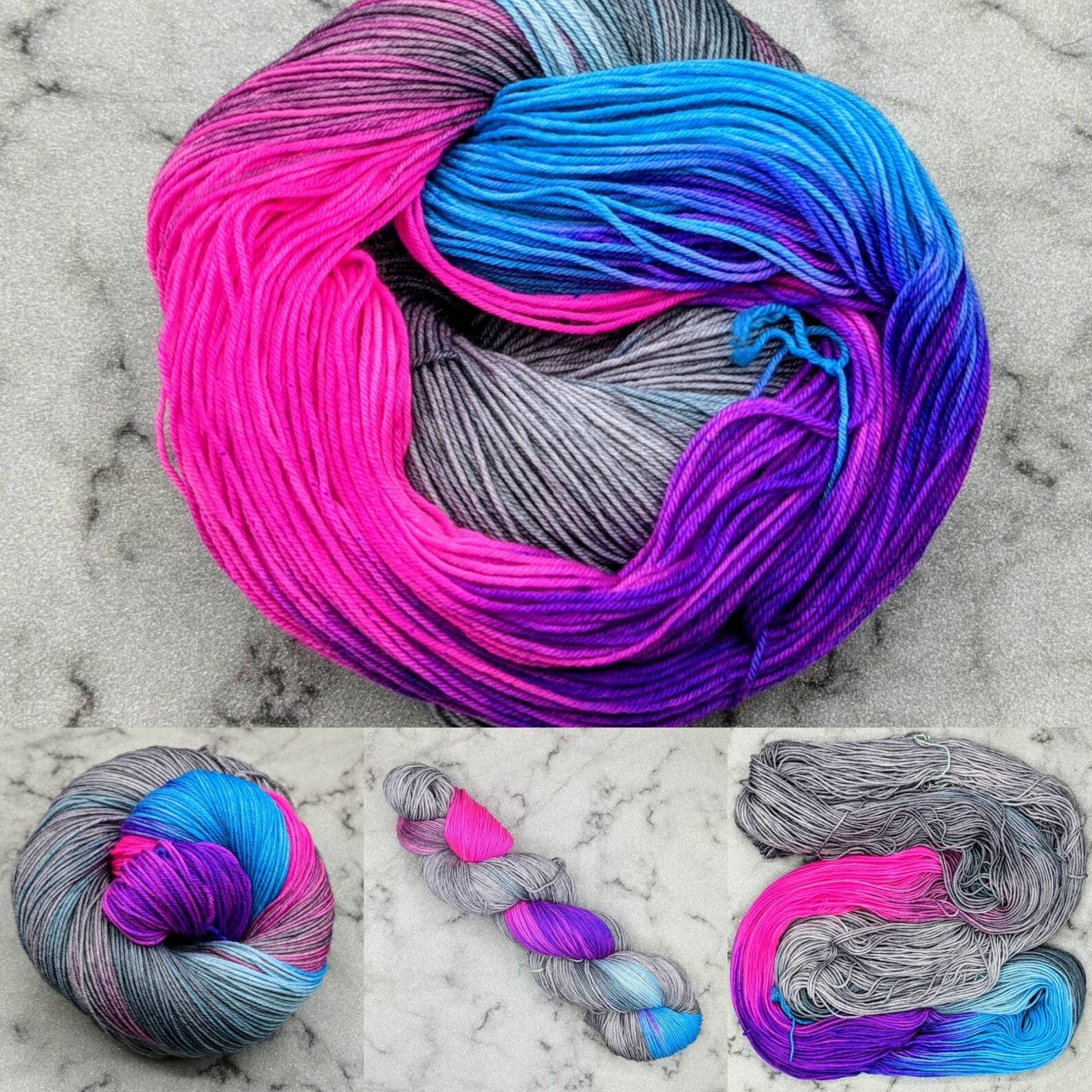 Hand Dyed Yarn Bi Pride in a Storm. A Neon Bi Pride Flag - Etsy