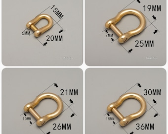 Thick & Strong Brass Anchor Bow Shackles, Screw Clasp Lock, Horseshoe U Shape D Ring, Metal Buckle Strap Loop for Bag Purse Leather Craft