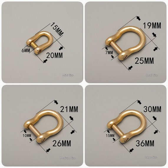 Thick & Strong Brass Anchor Bow Shackles, Screw Clasp Lock, Horseshoe U Shape D Ring, Metal Buckle Strap Loop for Bag Purse Leather Craft