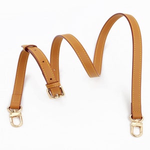 Good Quality Genuine Leather Bag Strap,2 Layer Adjustable Toe Bag Handle Strap with Gold Buckle and Hook,Long Strap Replacement image 6
