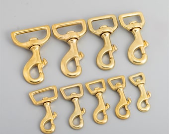 Strong & Thick Swivel Clasp, Raw Brass Swivel Hook/ Clip Clasp / Bolt Snap/ Leash Hook/ Leather Bag Strap Handle Lobster/Dog Collar Fastener