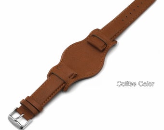 Leather Watch Strap for Men, Black Brown Coffee Color 18 20 22mm Watchband Replacement, Real Leather Watch Strap Band Accessory