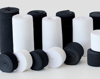 Thick Elastic Band, Waistband Elastic, Comfortable Wide Webbing Elastic Band, Black & White Sewing Accessory (15mm-80mm)