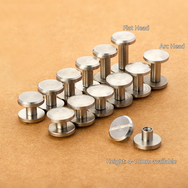 Chicago Screw For Leather, 304 Stainless Steel Screw Posts Rivets, Belt Leather Craft Binding Connector Findings, Flat/ Arc 10mm Head Screws