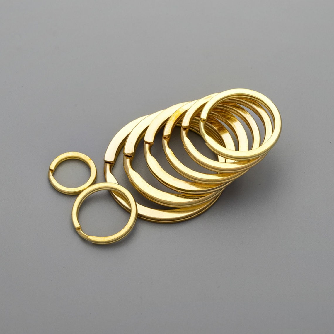 Key Ring Ridges Thick Key Ring Supplies, Solid Brass Flat Split Keyring, Round Key ...