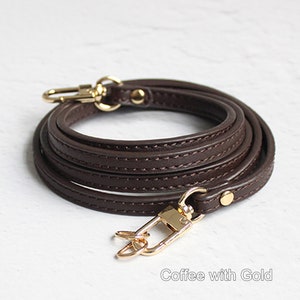 Un morceau de poignée en cuir véritable, bracelet en cuir de vachette à 2 couches avec fermoir doré/bronze, remplacement de poignée de sac à main/sac à main 47 image 8