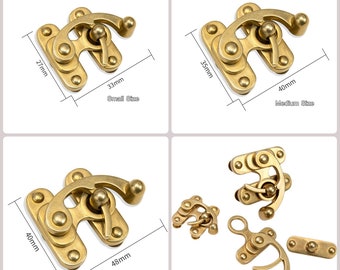 Solid Brass Bag Clasp, Antique Style Metal Lock, Box Hasp Closure, H-Shape Flip Twist Turn Lock for Box Leather Suitcase, Bag Clasp Hardware