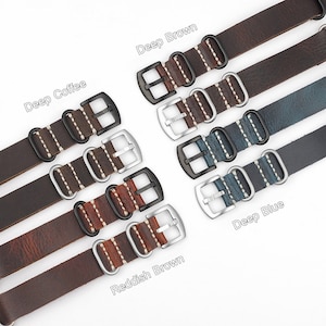 Genuine Leather Watches Strap Band Replacement with Pin Buckle 20mm 22mm 24mm Blue Brown Coffee Color image 1