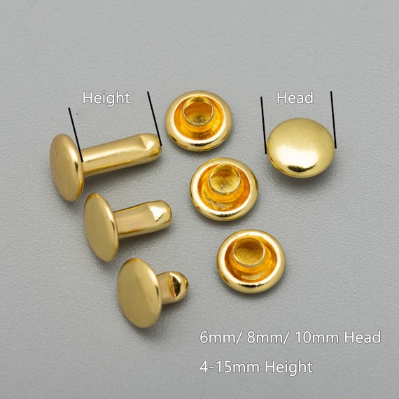 Rivetti Pelle Rivetti Bottoni, 10 Set Massiccio Vite Nail Cap Rivetti Per Artigianato Cuoio DIY - Foto 5