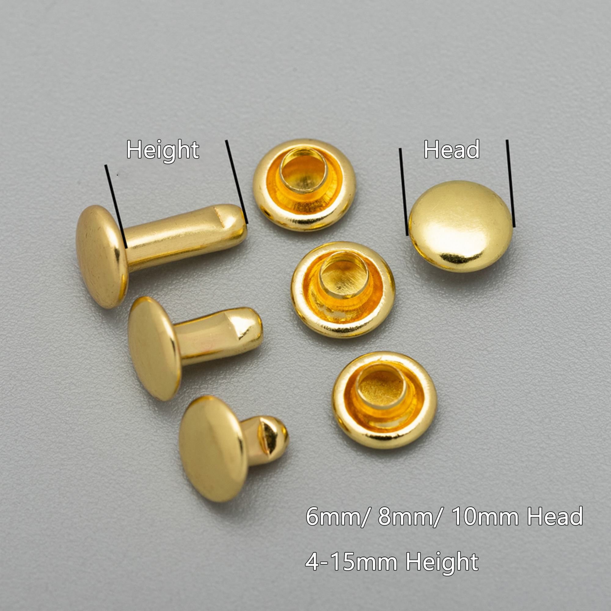 Double Cap Rivets Studs for Leathercrafts,solid Brass Round Rapid Rivet ...