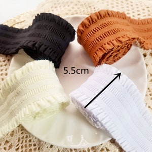 Gummibandbesatz, plissiertes, dehnbares Band, Bund-Rüschen, elastischer Rand für Gürtel, Schuhe, Hosen, Hemden, DIY-Nähzubehör(weiß schwarz braun)