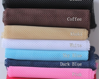 Thick Mesh Fabric, Solid Color Lightweight Fishnet Fabric for Cap/ Bag/ Furniture/ Backback/ Totes/ Wallets/ Chairs (8 Colors)