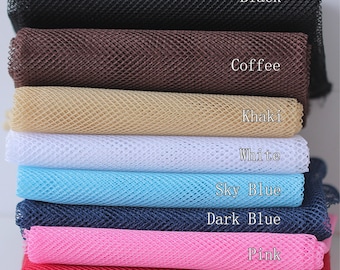 Mesh Fabric, Solid Color Lightweight Fishnet Fabric for Cap/ Bag/ Furniture/ Backback/ Totes/ Wallets/ Chairs (8 Colors)