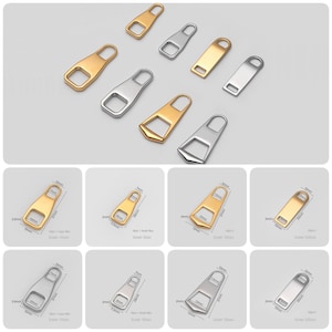 Metal Zipper Pull for Bag, Zipper Slider Head Puller, Gold Zipper Replacement Backpack Luggage Hardware, Good 304 Stainless Steel Zipper