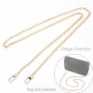 Gold Purse Chain Strap, Metal Chain Bag Strap, Bag Handle Chain Replacement, Crossbody Bag Chain Strap,Metal Clasp Handle for Handbag(120cm)