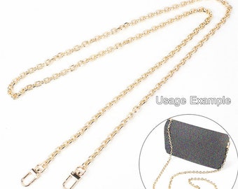 Gold Purse Chain Strap, Metal Chain Bag Strap, Bag Handle Chain Replacement, Crossbody Bag Chain Strap,Metal Clasp Handle for Handbag(120cm)