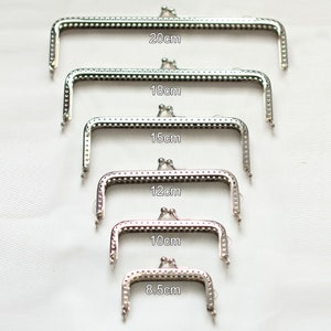 Rectangular Purse Frame, Clutch Bag Coin Purse Frame, Silver Tone Kiss Clasp Lock Sewing Bag Making Supplies (6.5/8.5/10/12/15/18/20cm)