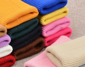 Knit Rib Fabric - Ribbed Knit Fabric for Cuffing / Waistbands/ Neckbands/ Stretch Trimming Ribbing Material for Sewing (20 Colors for Child)