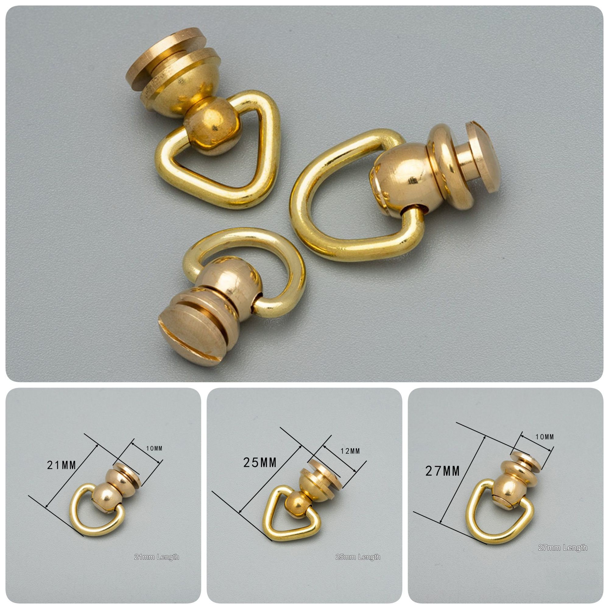 Screw Rivets Swivel D Ring,solid Brass Studs Back Pull Ring Button ...
