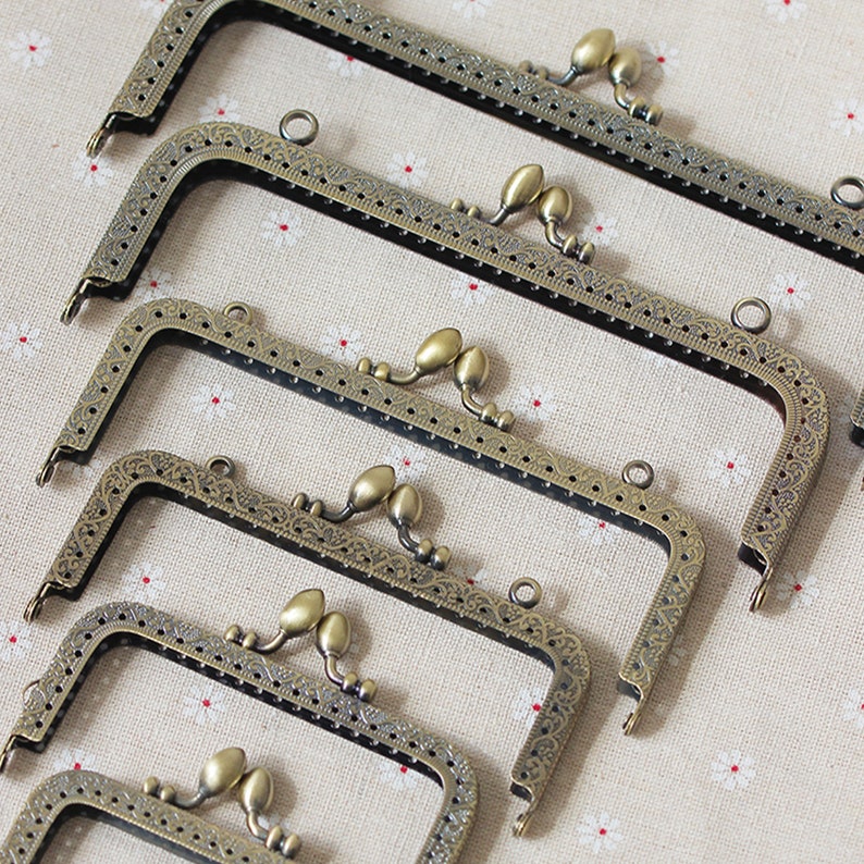 Vintage Style Purse Frame, Teardrop Kiss Lock Purse Frame, Retro Bronze Tone Coin Purse Clutch Bag Frame Hardware Accessory 5 6 7 8 image 2