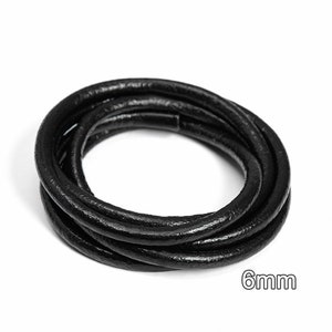 Genuine Round Leather Cord, Vegetable Tanned Leather Strap for DIY Braiding, Art and Craft Supplies (Raw Color/ Black/ Dark Coffee 1.5-6mm) image 9