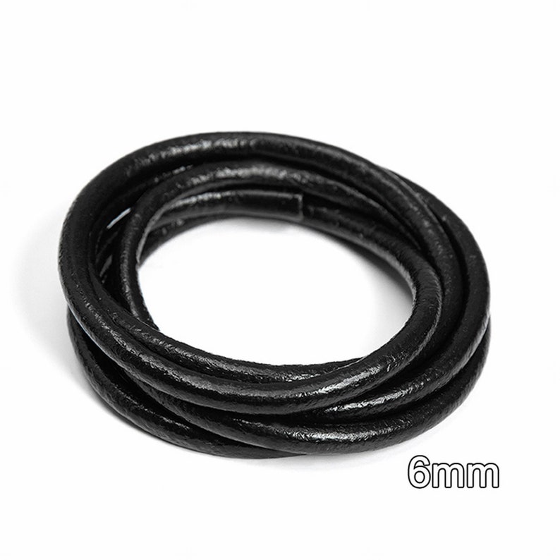 Genuine Round Leather Cord, Vegetable Tanned Leather Strap for DIY Braiding, Art and Craft Supplies (Raw Color/ Black/ Dark Coffee 1.5-6mm) image 9