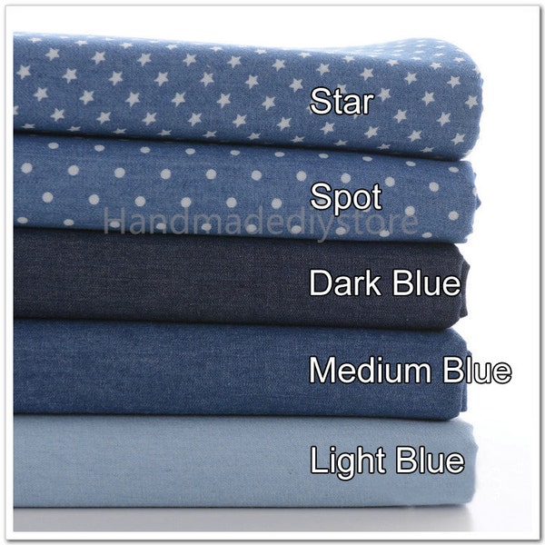 Washed Denim Fabrics, Cloth Fabric, Slight Soft Thin Light/ Dark Blue Dots Jeans Cotton Fabrics, Imitation Jeans for Coat/ Suit/Cloak Sewing
