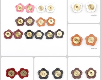 Genuine Leather With Snap Closures, Sew On Leather Fastener Button, Sewing Purse Clutch Handbag Clasp, Flower Charm Buckle Replacement