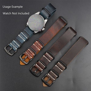 Genuine Leather Watches Strap Band Replacement with Pin Buckle 20mm 22mm 24mm Blue Brown Coffee Color image 4