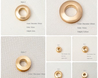 Solid Brass Screw Grommet Eyelet Rings, Round Eye Purse Loops Belt Craft Hardware, Metal Fastener Eyelet, Leather Bag Loop Handle Connector