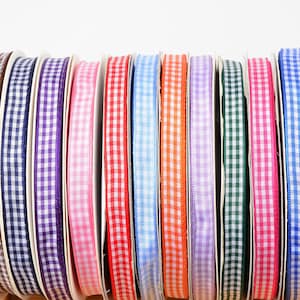 Check Ribbon - Plaid Gingham Ribbon by The Yard - 10mm/ 25mm Ribbon for Flowers Gift Wrapping Cake Decoration Crafts Trimmings and Edgings
