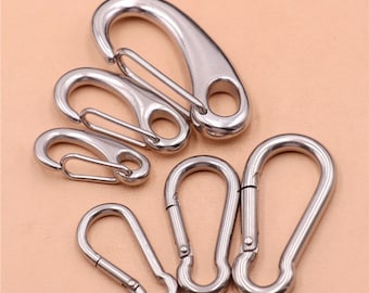 Strong & Thick Lobster Claw Clasp, 304 Stainless Steel Mountaineering Clasp, Heavy Duty Large Carabiner Quick Release Spring Snap Hook Clip