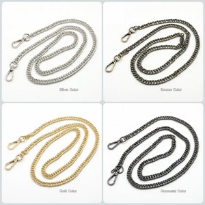 Bag Chain Strap, Metal Crossbody Bag Strap with Hooks, Replacement Purse Handle Chain, Shoulder Bag Chain, Tote Bag Accessories Supplies
