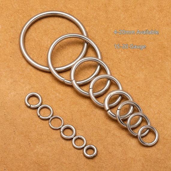Open Jump Rings, 304 Stainless Steel JumpRings Connectors, Round Circle Metal Ring for Bag Purse DIY Craft Making (4-20mm 15-20 gauge)