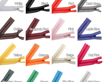 Closed-End Invisible Zipper, Soft Lace Conceal Zippers for Dresses/ Gowns/ Skirts, Hidden Zipper Accessory Supplies (10"/ 23.6")