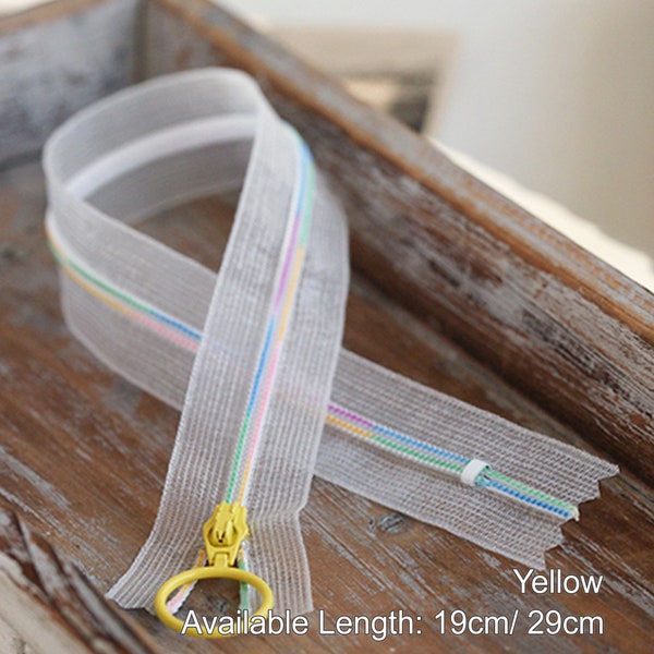 Transparent Zipper Tape with Rainbow Teeth, Size 3 Zipper, Handbag Zipper Hardware, Dress Clothes Sewing Material