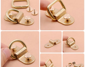 Arch Bridge Buckle For Handbag Chain Connector, Solid Brass Metal U Clip with Square/ D Ring and Rivets, Bag Strap Purse Suitcases Hardware