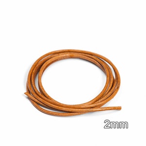 Genuine Round Leather Cord, Vegetable Tanned Leather Strap for DIY Braiding, Art and Craft Supplies (Raw Color/ Black/ Dark Coffee 1.5-6mm) image 10