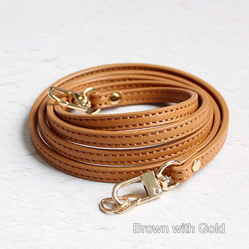 Un morceau de poignée en cuir véritable, bracelet en cuir de vachette à 2 couches avec fermoir doré/bronze, remplacement de poignée de sac à main/sac à main 47 image 4