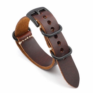 Genuine Leather Watches Strap Band Replacement with Pin Buckle 20mm 22mm 24mm Blue Brown Coffee Color image 6